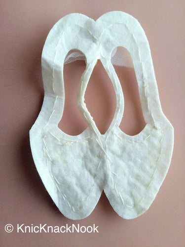 White Shoe Applique With Pearls, Rhinestones, Diamante Faux Swarovski Crystals